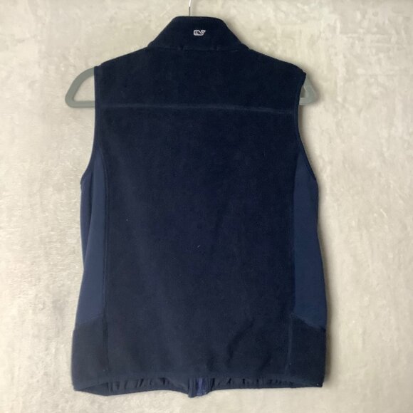 Vineyard Vines Harbor Fleece Zip Up Vest Navy Blue Boy Large Whale Logo Preppy - Picture 2 of 8
